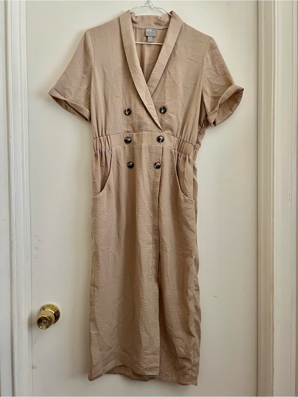 ASOS Tux Midi Dress Camel/Tan Size 4